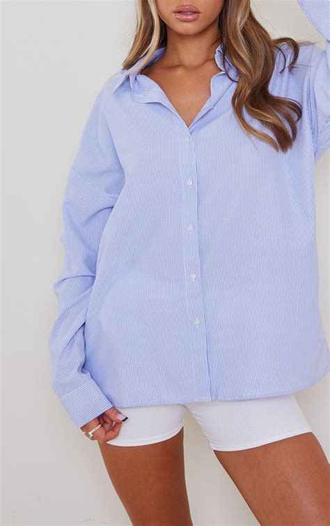 blue striped shirt women's oversized.